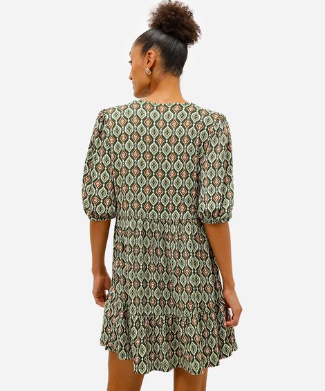vestido curto feminino étnico texturizado verde