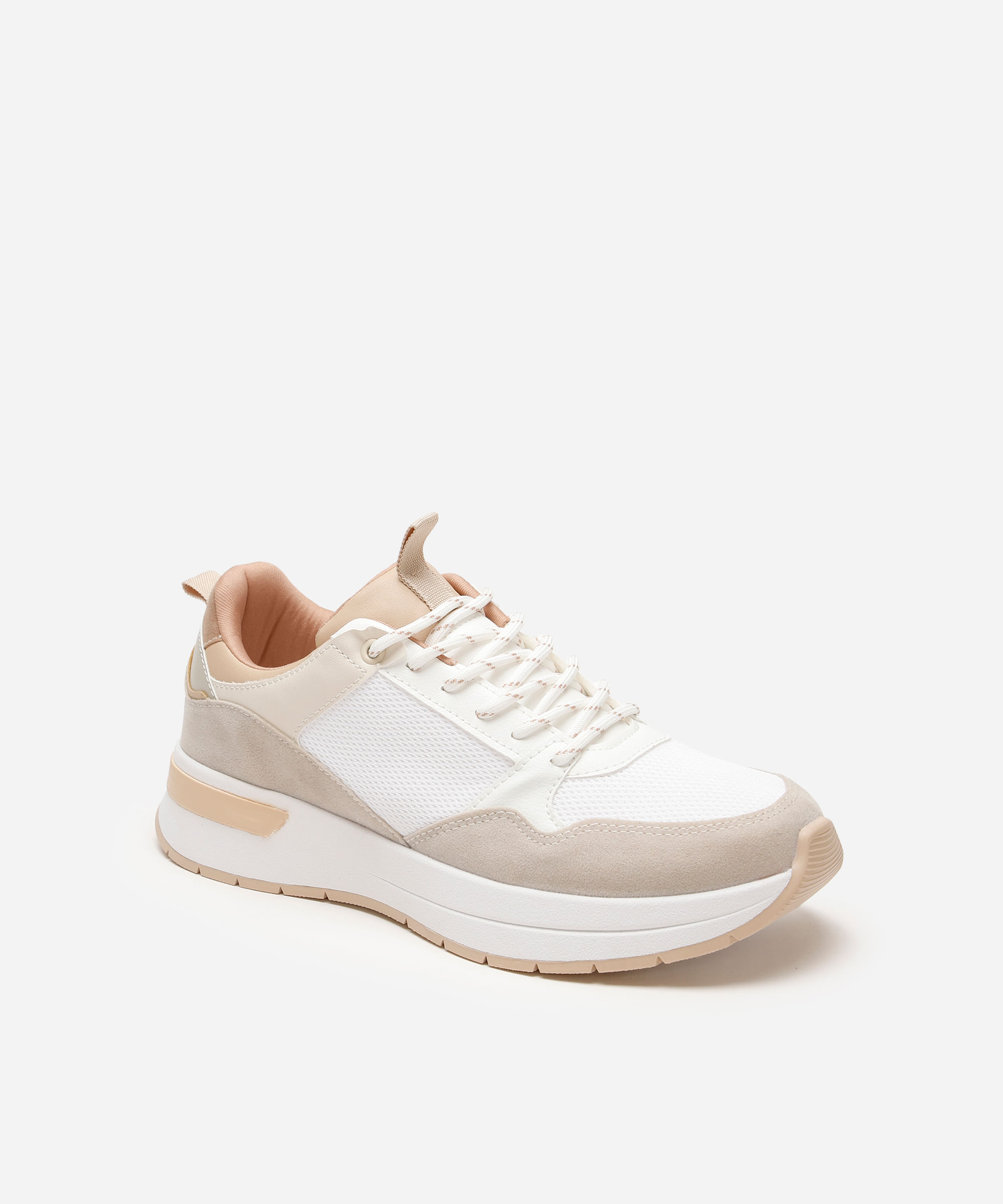 tênis esportivo feminino com recortes branco