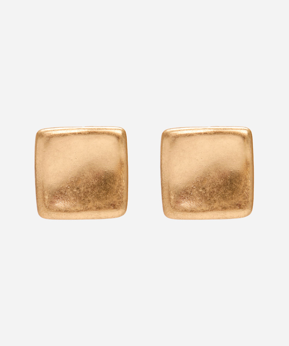 brinco quadrado côncavo dourado