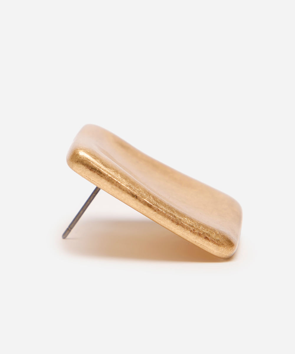 brinco quadrado côncavo dourado
