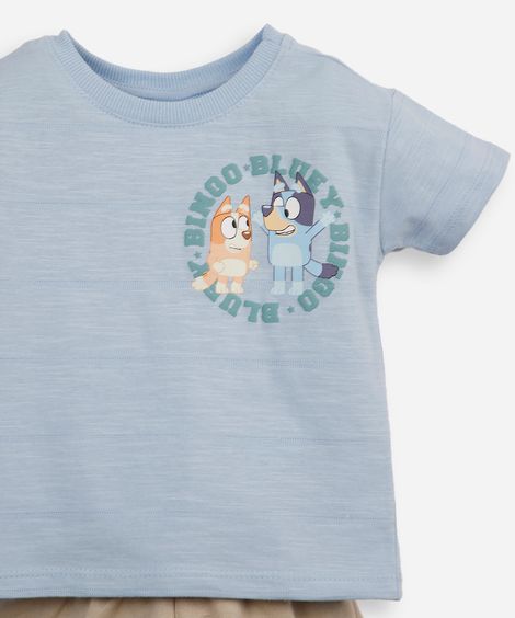 conjunto infantil curto em algodão bluey azul