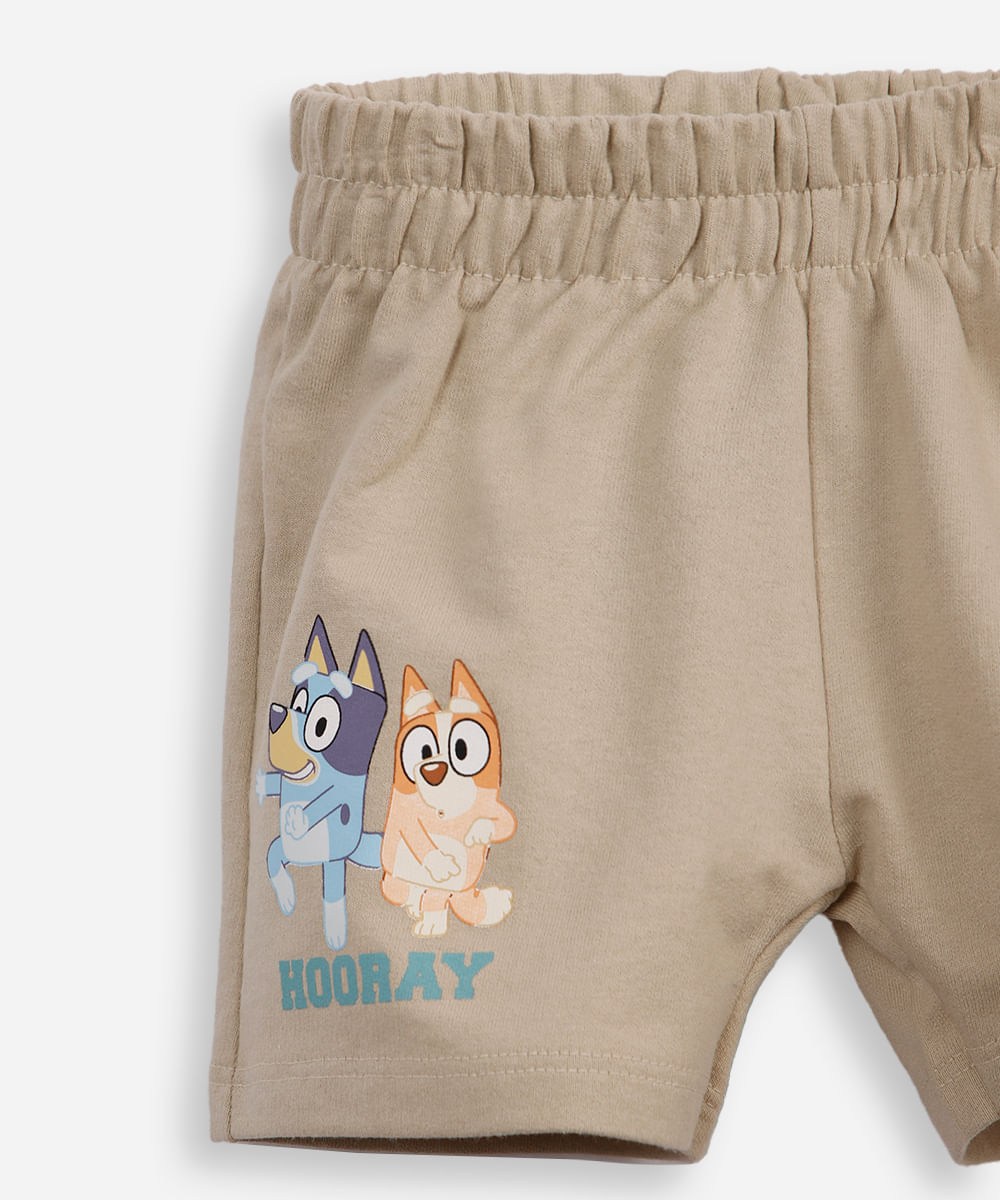 conjunto infantil curto em algodão bluey azul