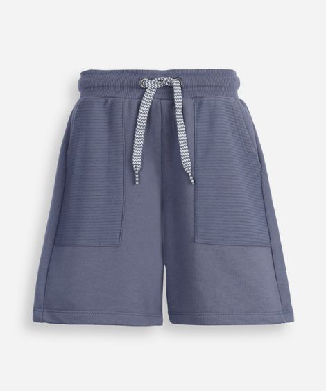 bermuda de moletom infantil com recortes azul
