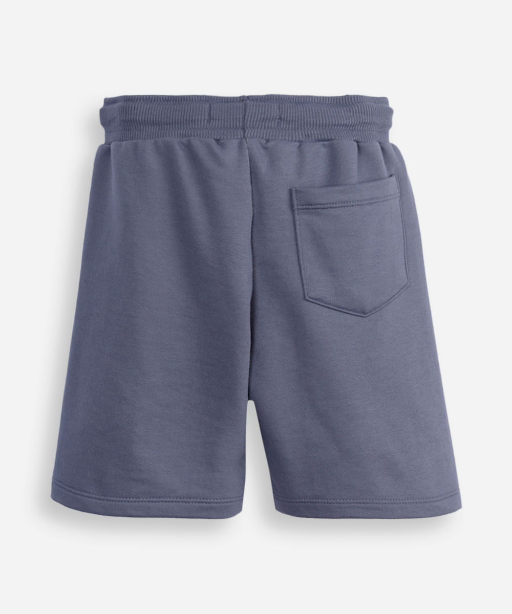 bermuda de moletom infantil com recortes azul