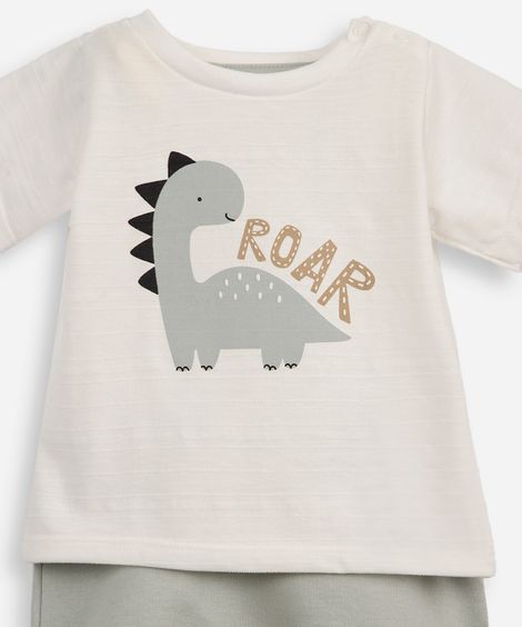 conjunto curto infantil dinossauro verde