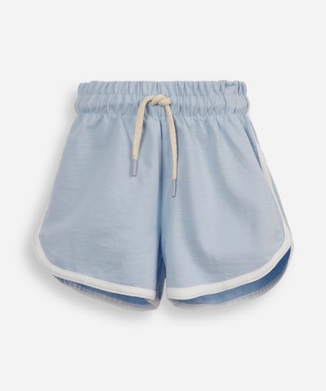short básico infantil em moletom azul