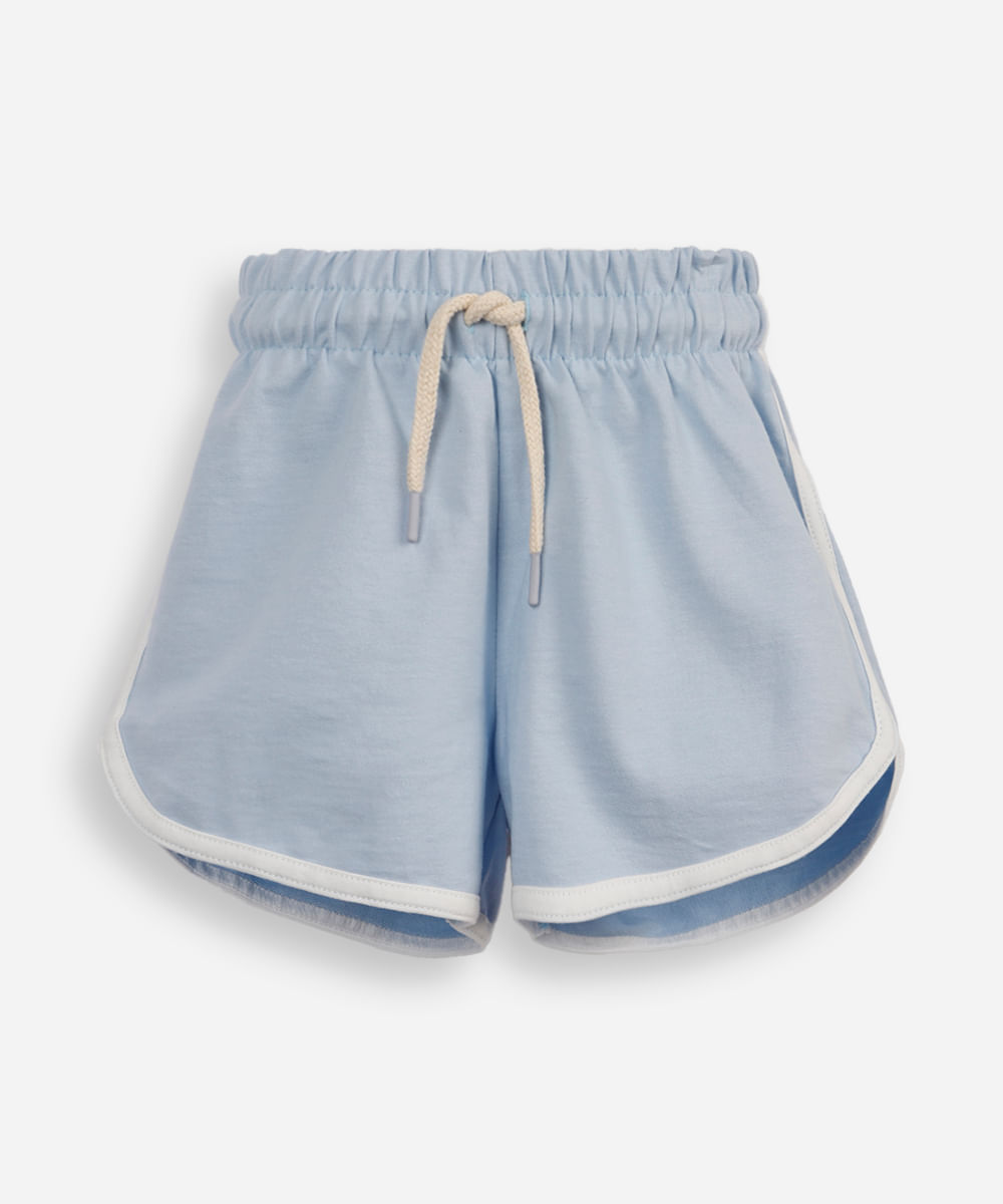 short básico infantil em moletom azul