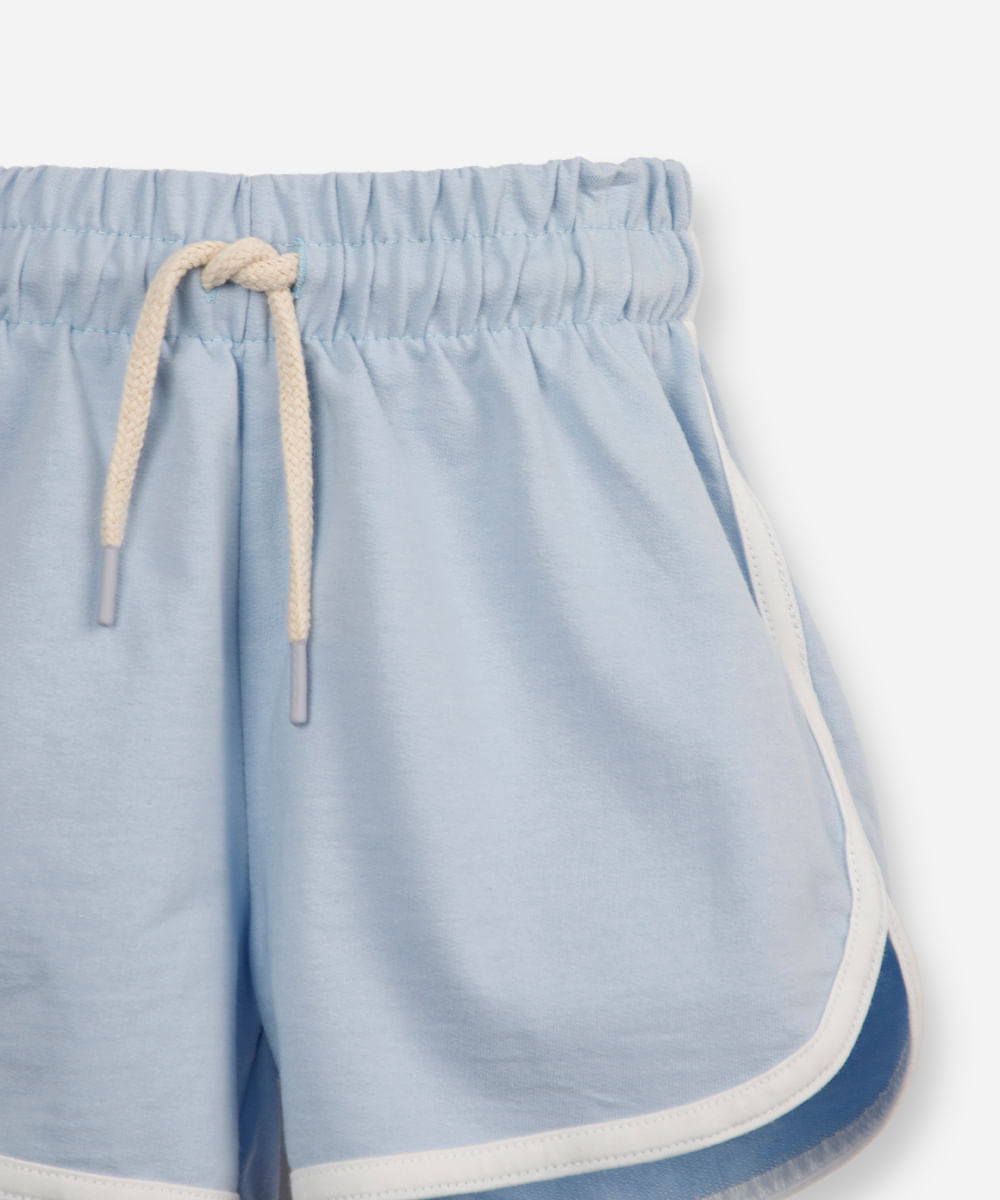 short básico infantil em moletom azul