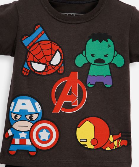conjunto infantil curto os vingadores cinza