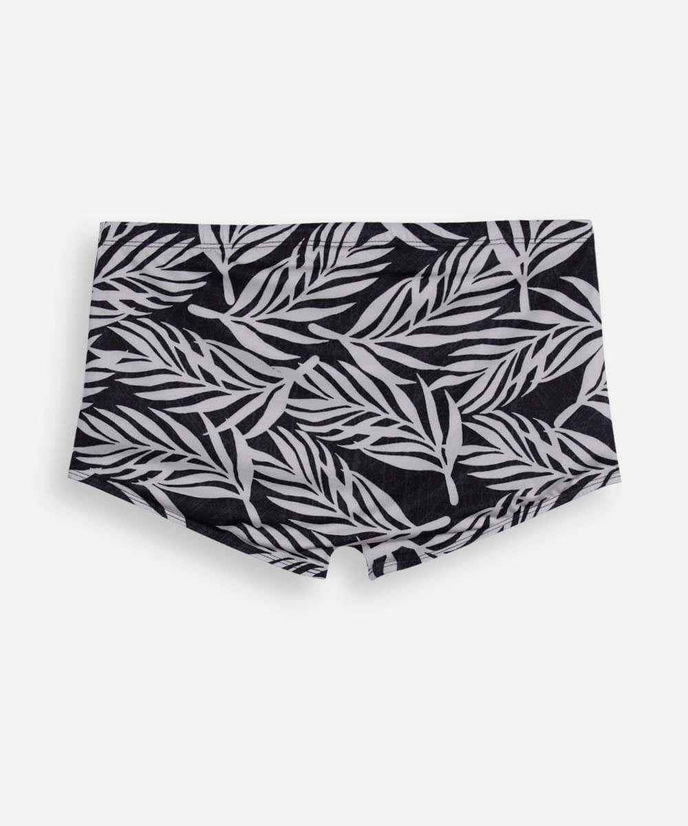 sunga boxer folhagem proteção uv preto