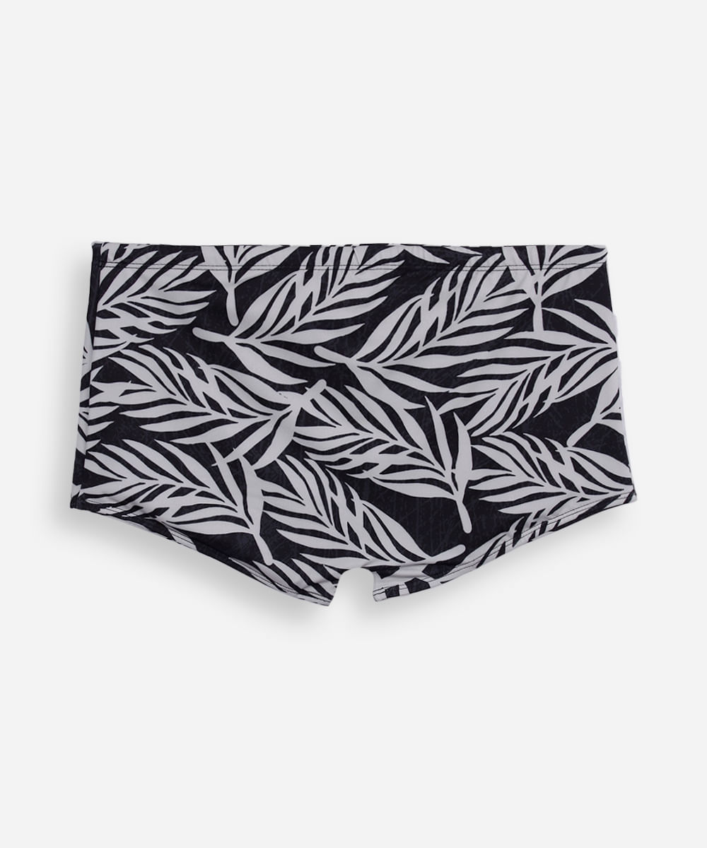 sunga boxer folhagem proteção uv preto