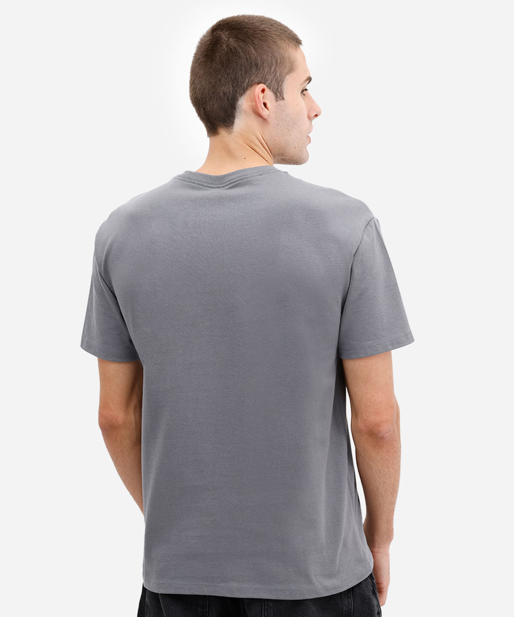 camiseta masculina de algodão nasa manga curta cinza