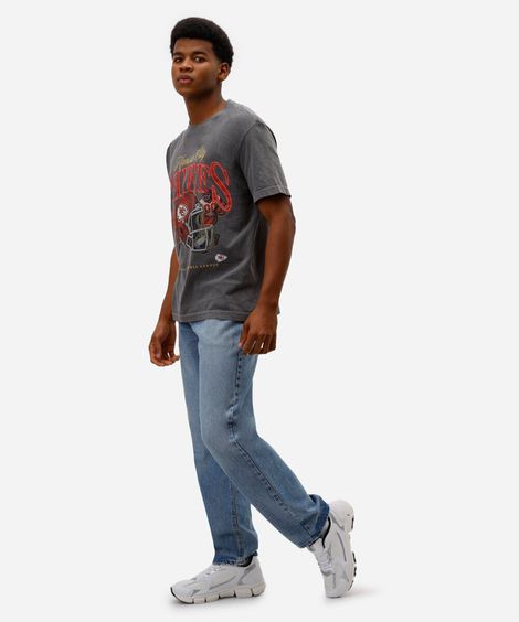 calça jeans reta azul