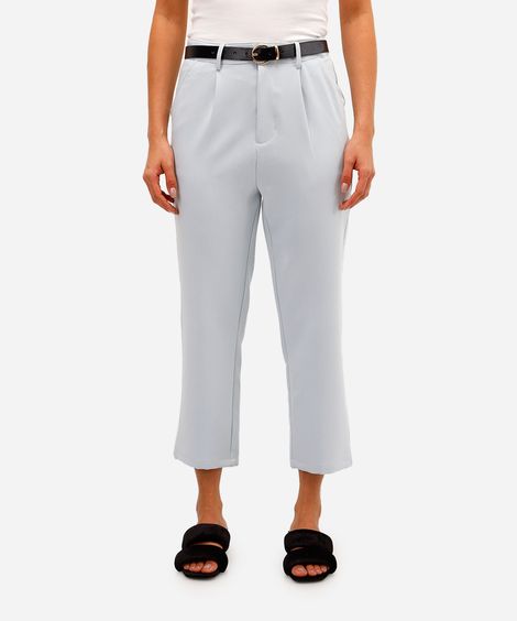 calça de alfaiataria feminina com cinto azul