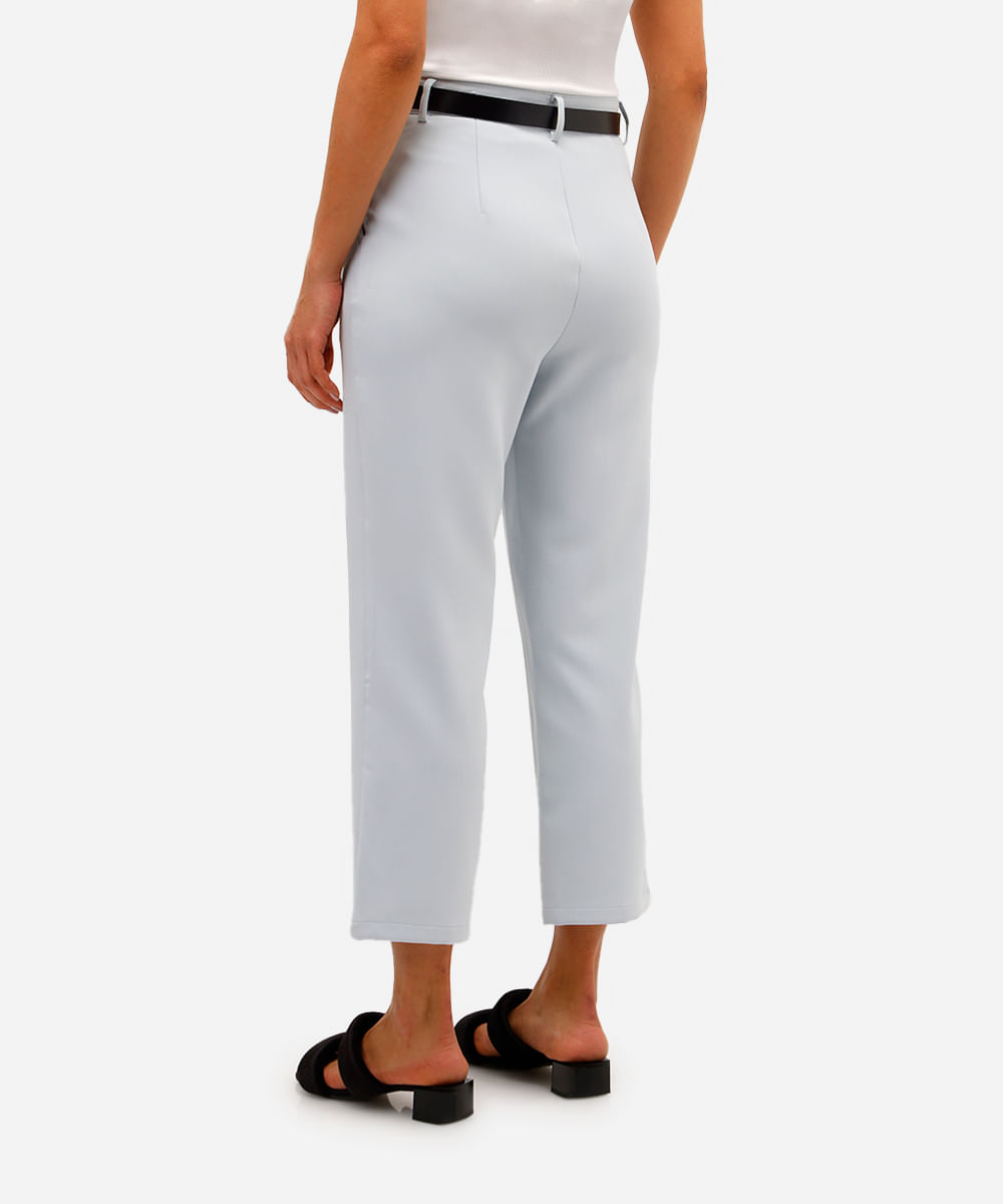 calça de alfaiataria feminina com cinto azul