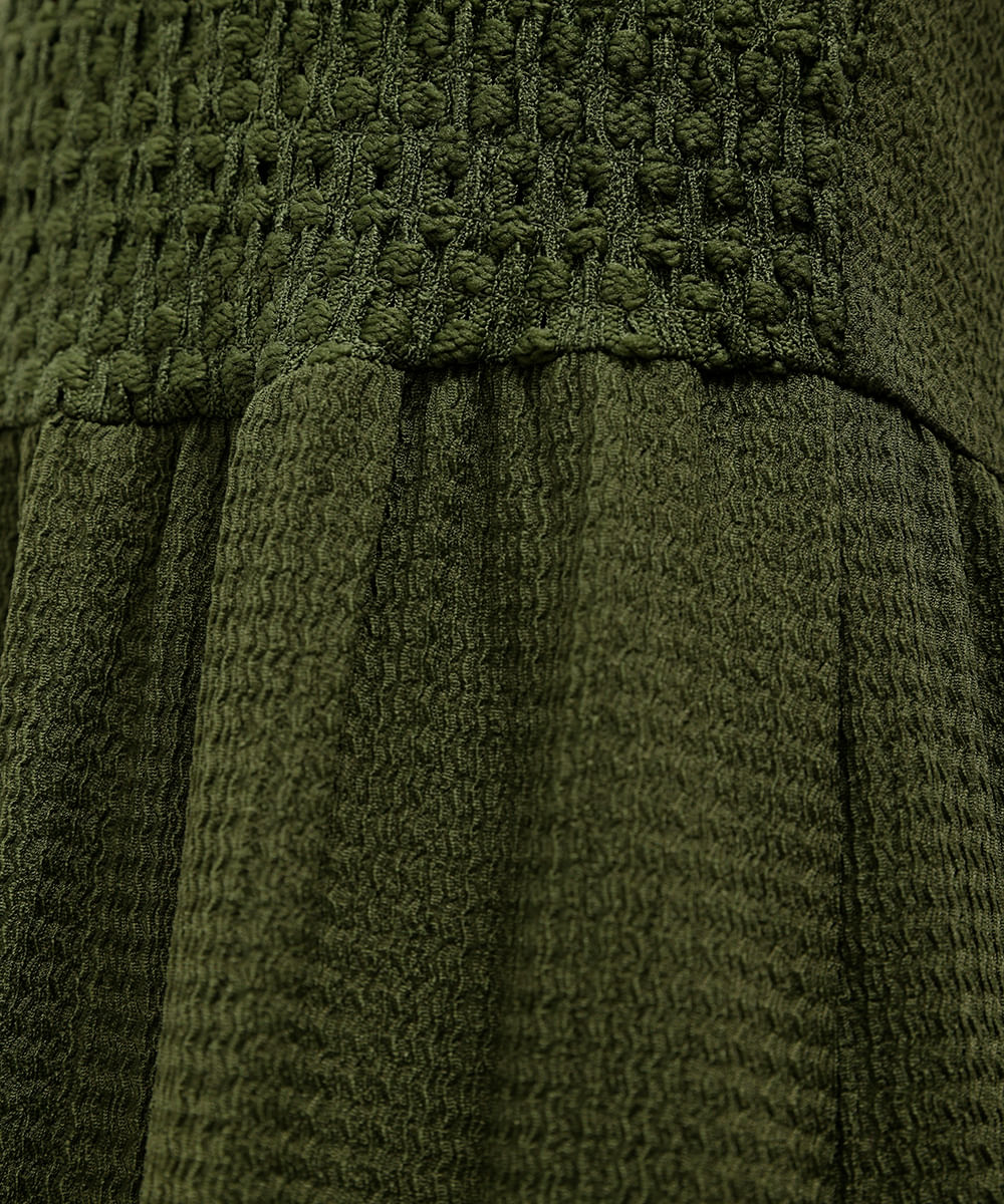 vestido midi feminino alça fina texturizado verde
