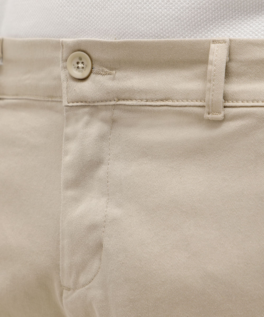calça slim masculina de sarja bege