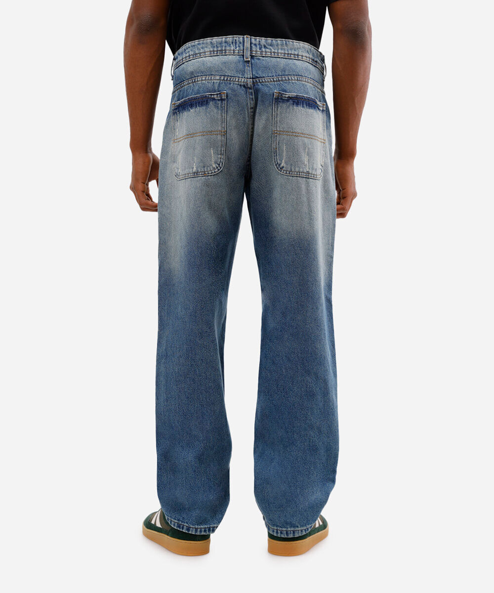 calça skater masculina jeans dirty azul