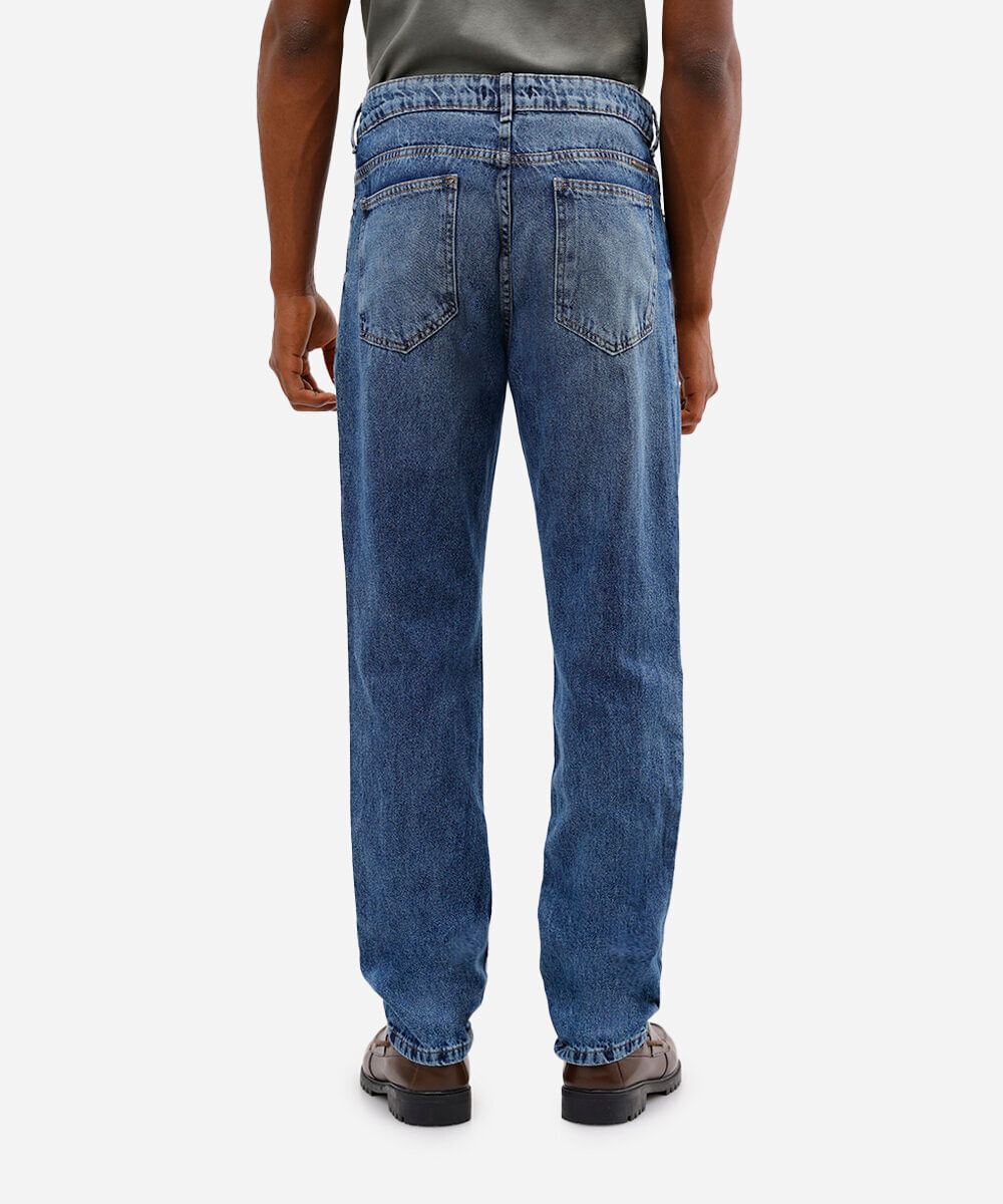 calça reta masculina jeans azul