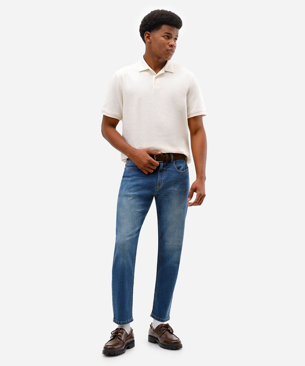 calça slim masculina jeans azul