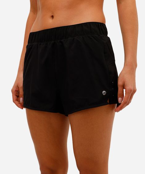 short running feminino esportivo com refletivos preto