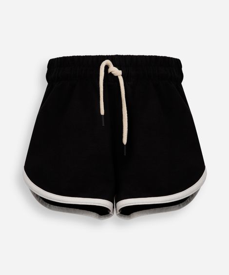 short básico infantil em moletom preto