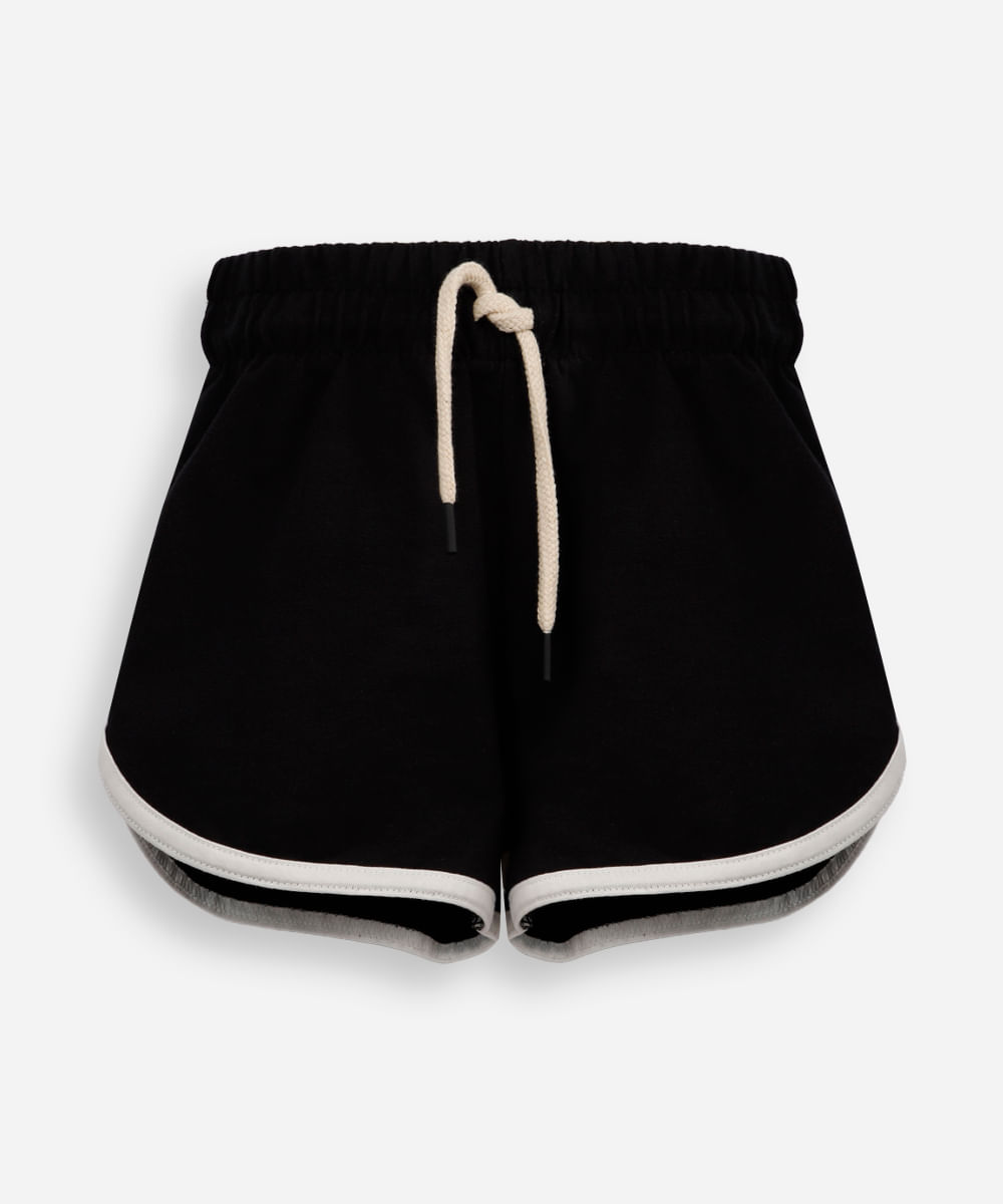 short básico infantil em moletom preto