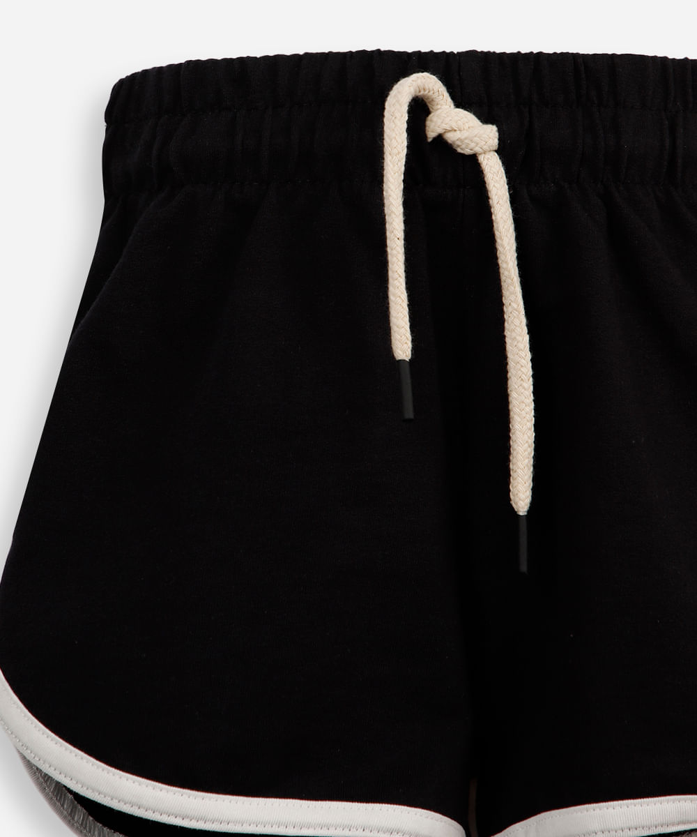 short básico infantil em moletom preto