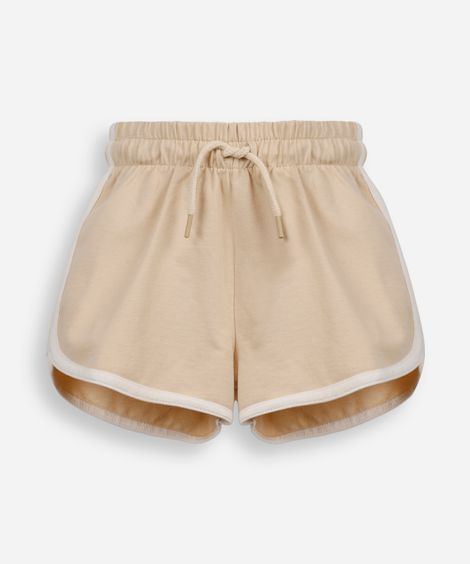 short básico infantil em moletom bege