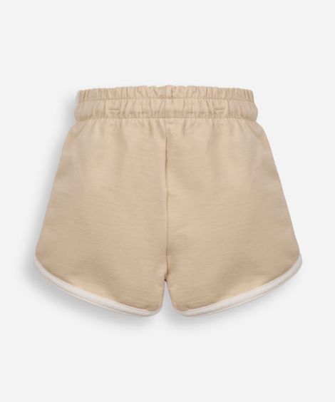 short básico infantil em moletom bege
