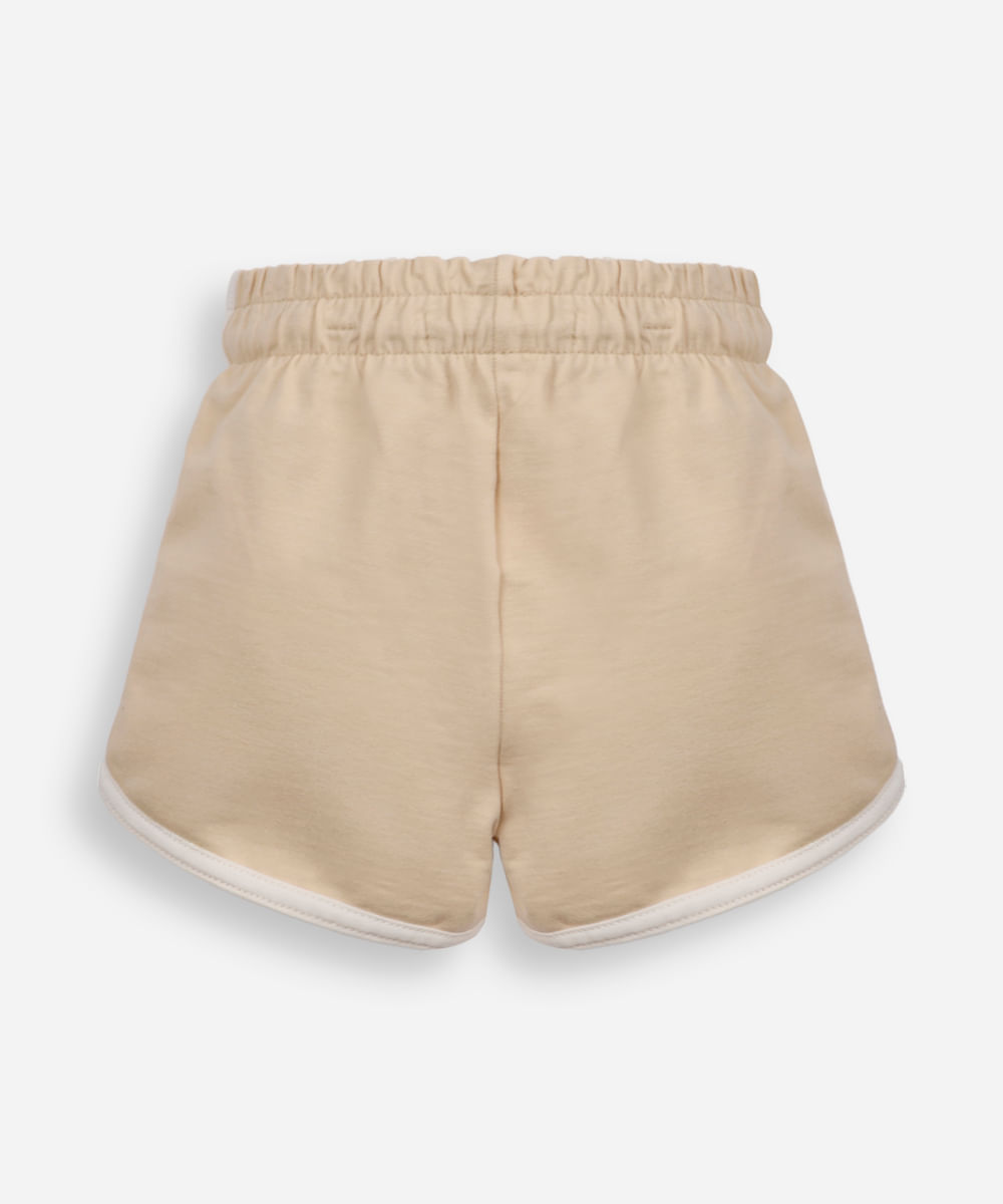 short básico infantil em moletom bege