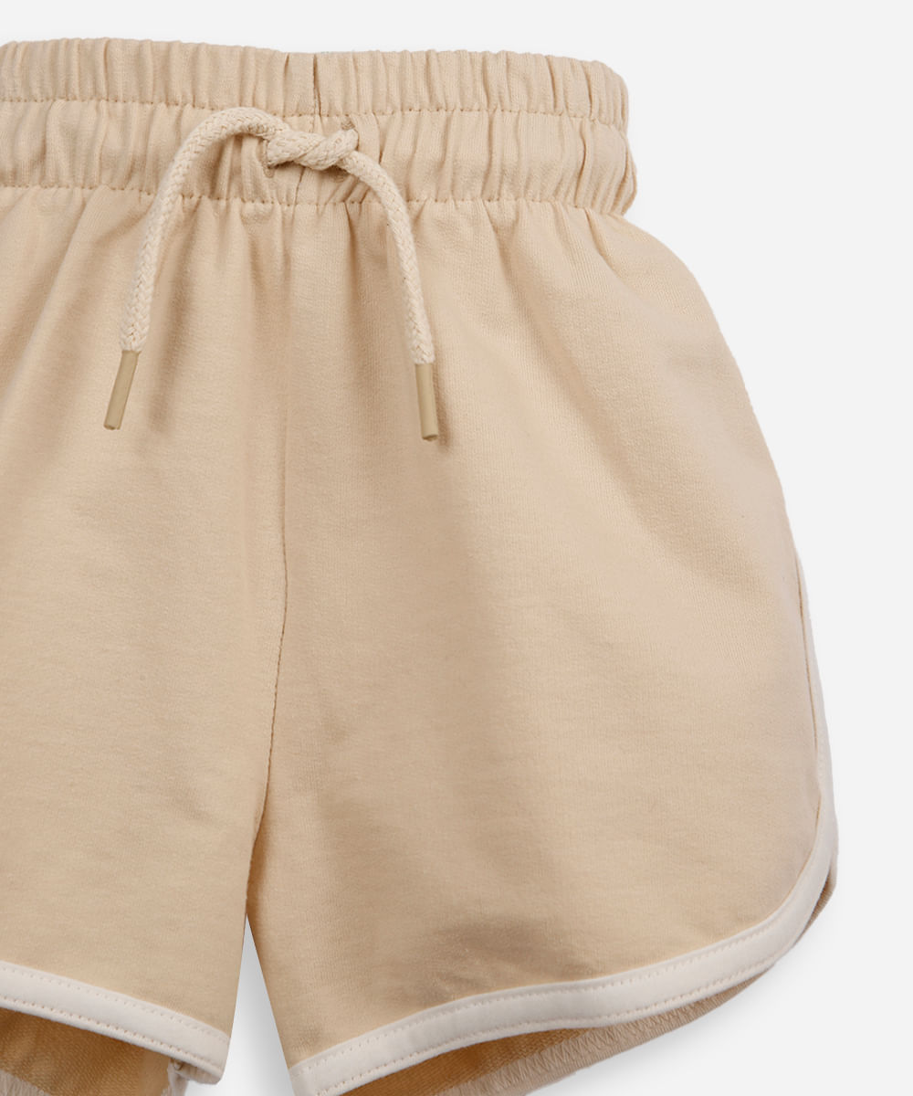 short básico infantil em moletom bege