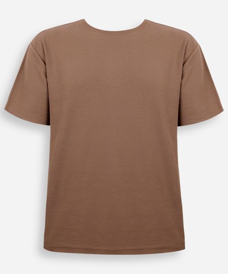 camiseta juvenil texturizada manga curta marrom