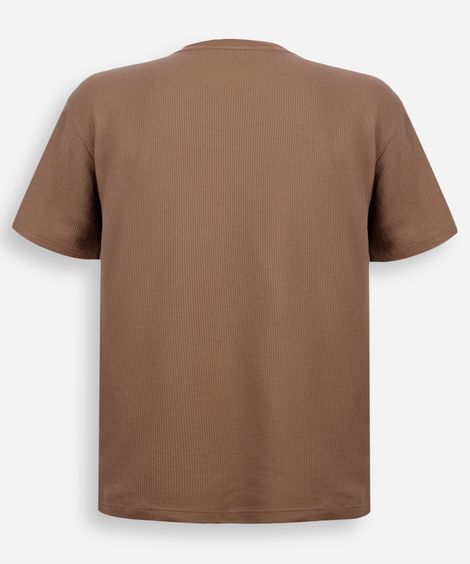 camiseta juvenil texturizada manga curta marrom