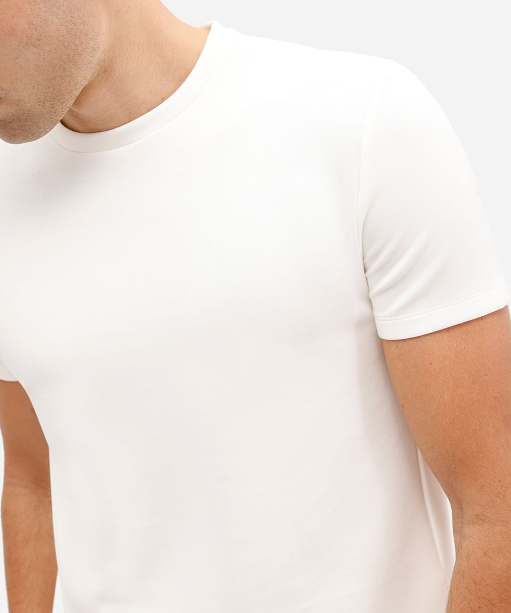 camiseta esportiva slim masculina básica off white