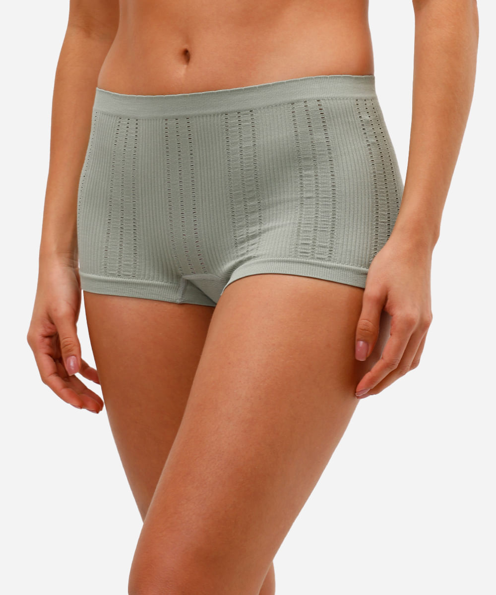 kit de 2 calcinhas boyshort feminina sem costura texturizada colorido