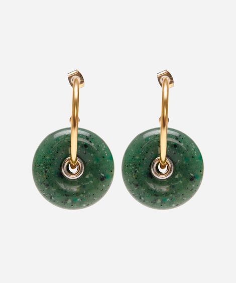 brinco argola com pingente dourado