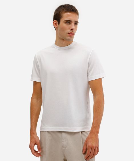 camiseta comfort masculina de algodão peruano e liocel branca