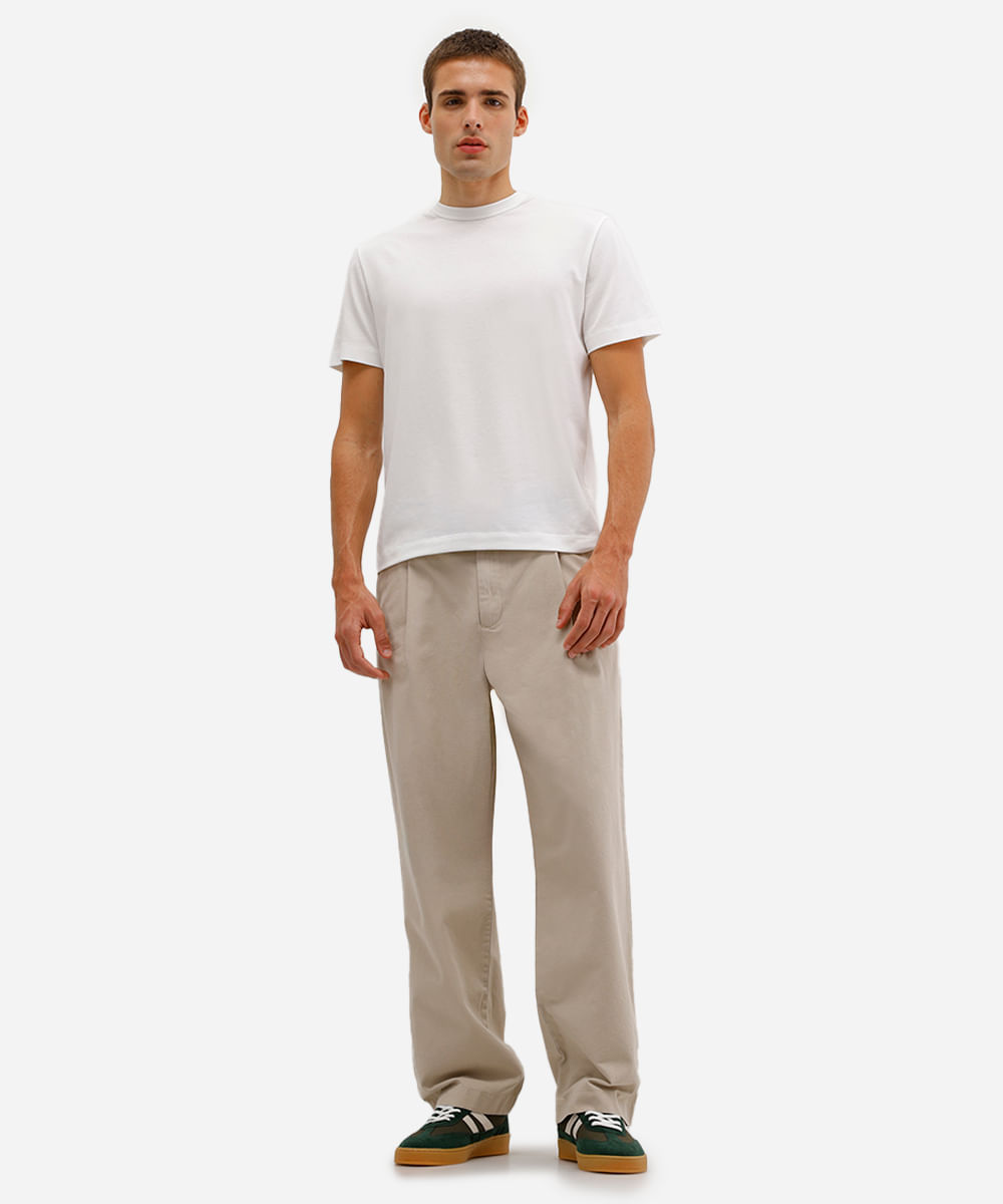 camiseta comfort masculina de algodão peruano e liocel branca