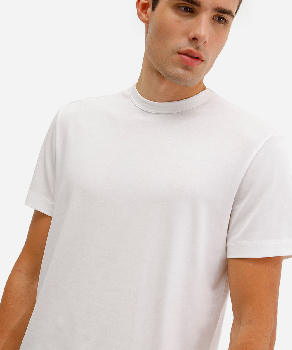 camiseta comfort masculina de algodão peruano e liocel branca
