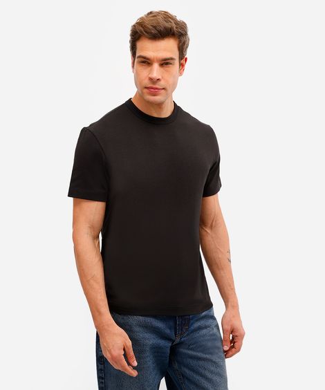 camiseta comfort masculina de algodão peruano e liocel preta