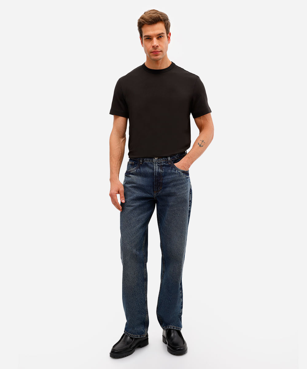 camiseta comfort masculina de algodão peruano e liocel preta