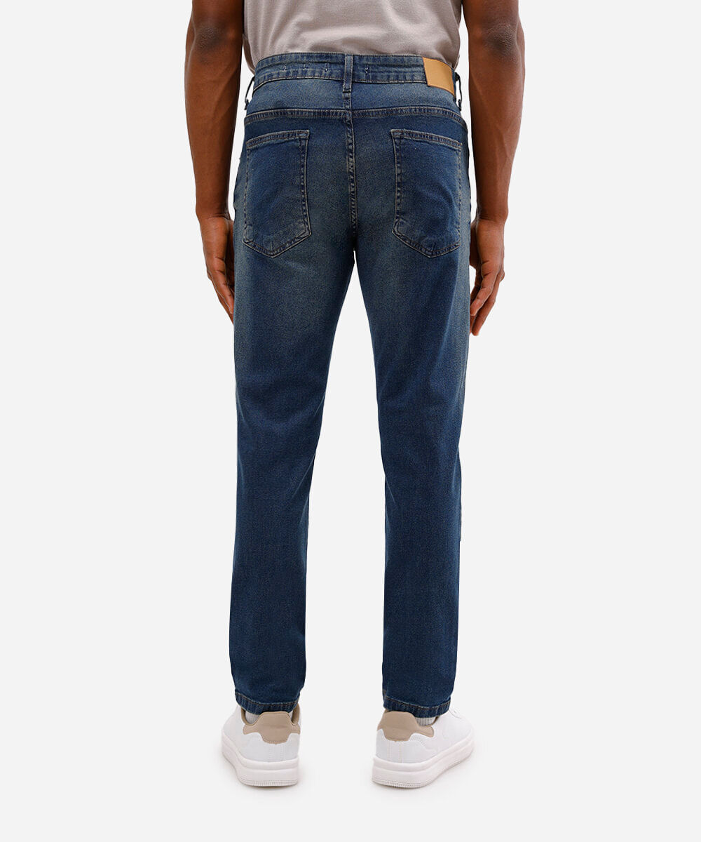 calça slim jeans masculina destroyed azul