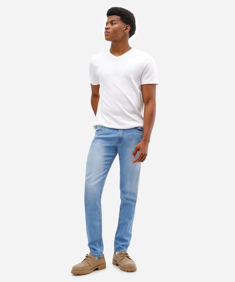 calça jeans slim azul claro