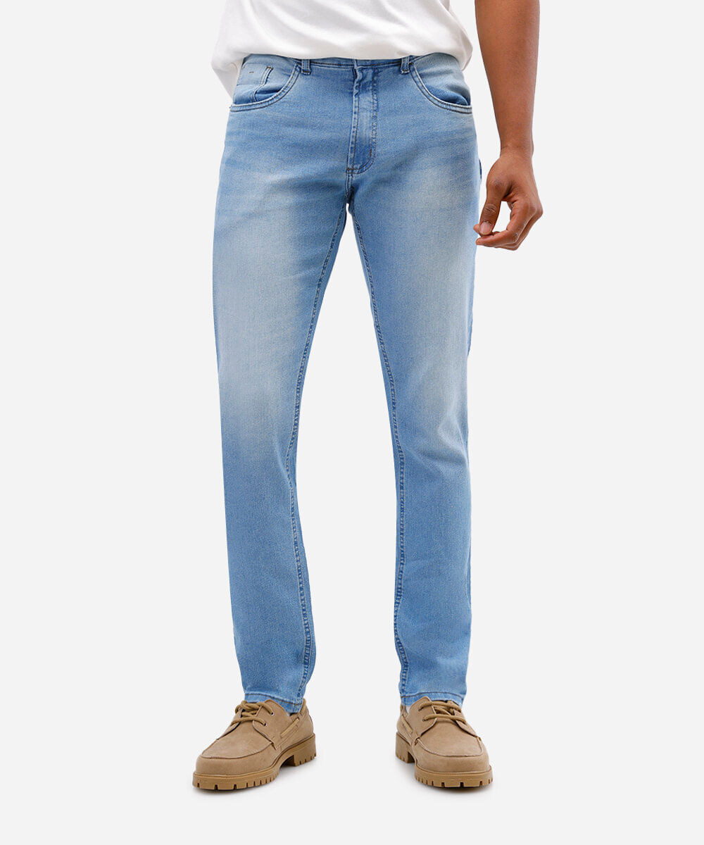 calça jeans slim azul claro