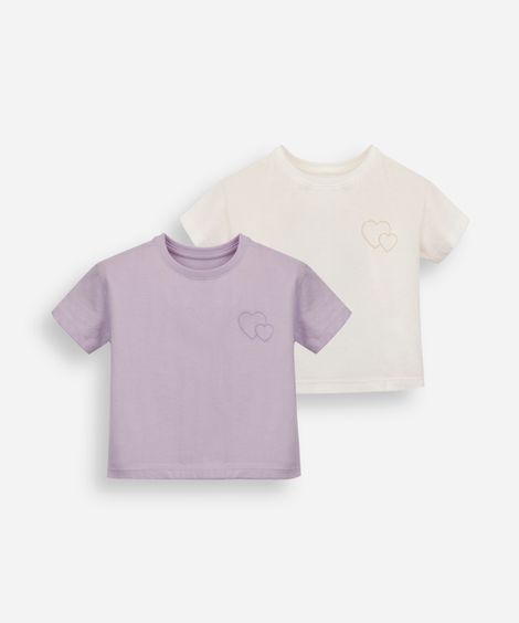 kit 2 camisetas infantis de algodão colorida