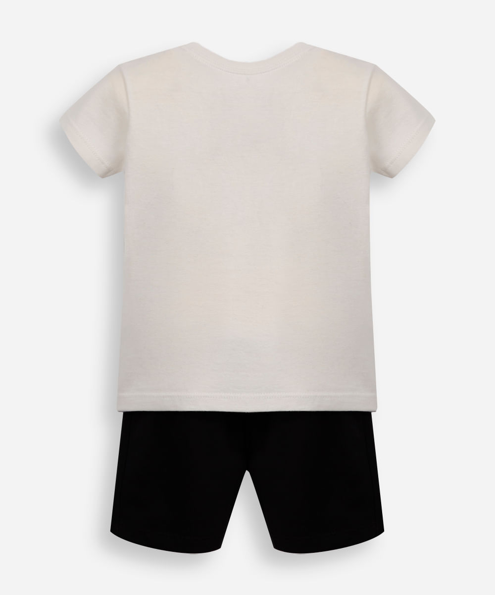 conjunto infantil curto carros bege