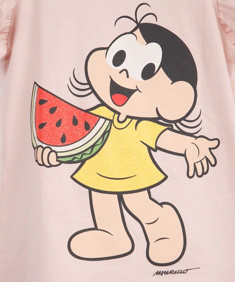 Blusa infantil de algodão magali com glitter rosa