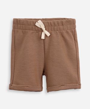 bermuda infantil de malha texturizada bege