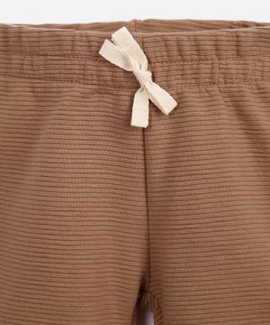 bermuda infantil de malha texturizada bege